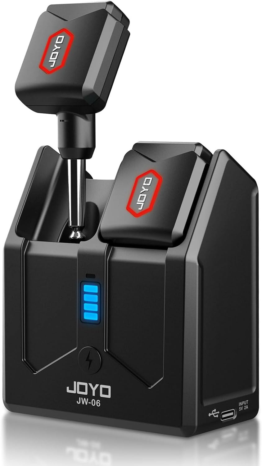 JOYO 5.8Ghz Wireless Guitar System Transmitter and Receiver with Charging Case,