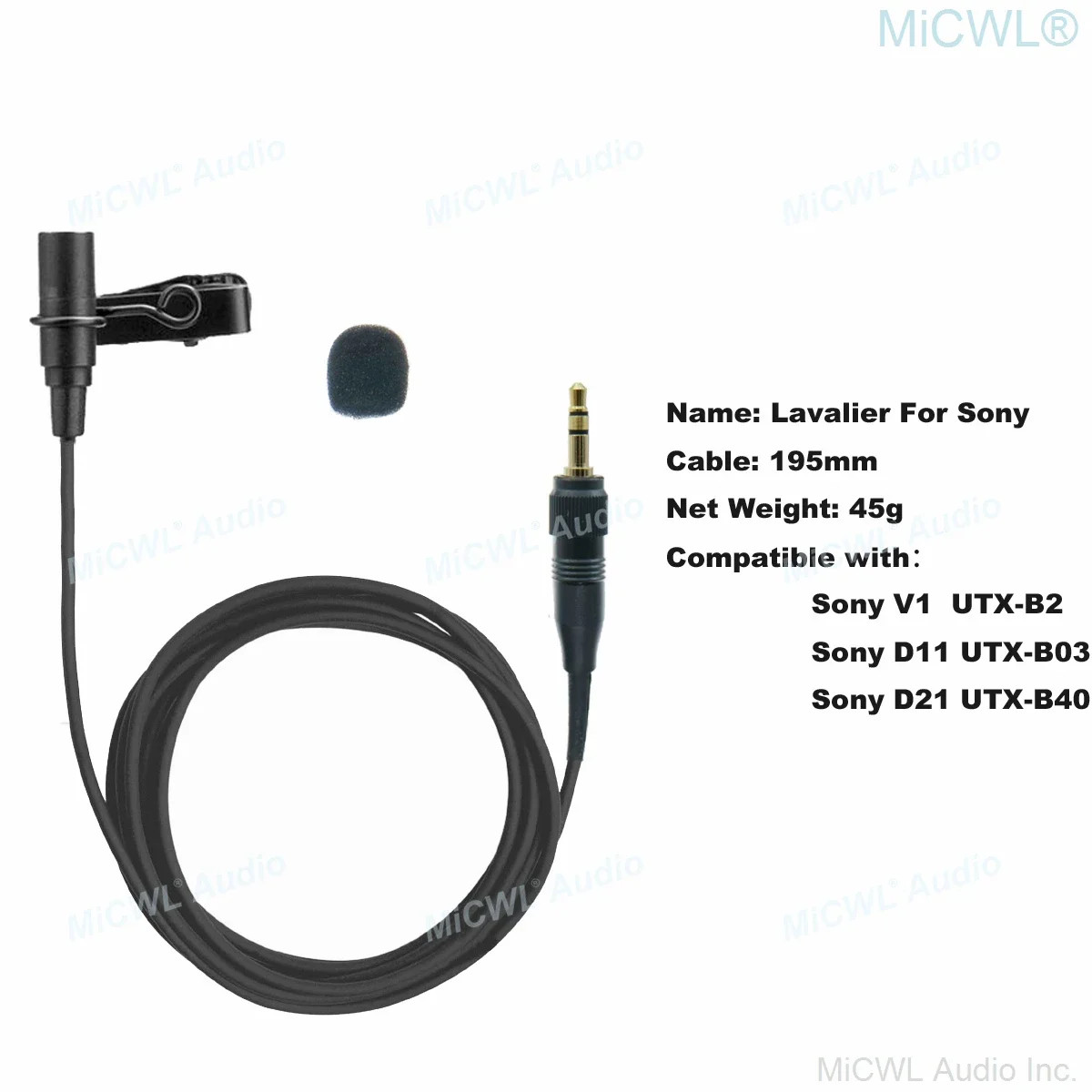 Black MKE ECM77 Tie Lavalier Lapel Microphone 3.5mm Jack for Sony UWP UTX D21