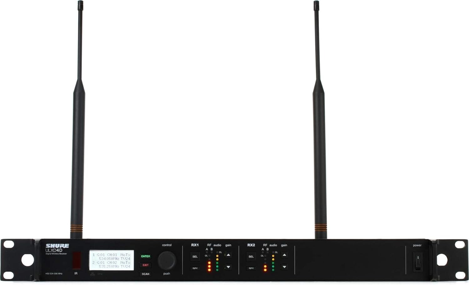 Shure ULXD4D Band H50 Dual-Channel Digital Wireless Receiver, 534 to 598 MHz
