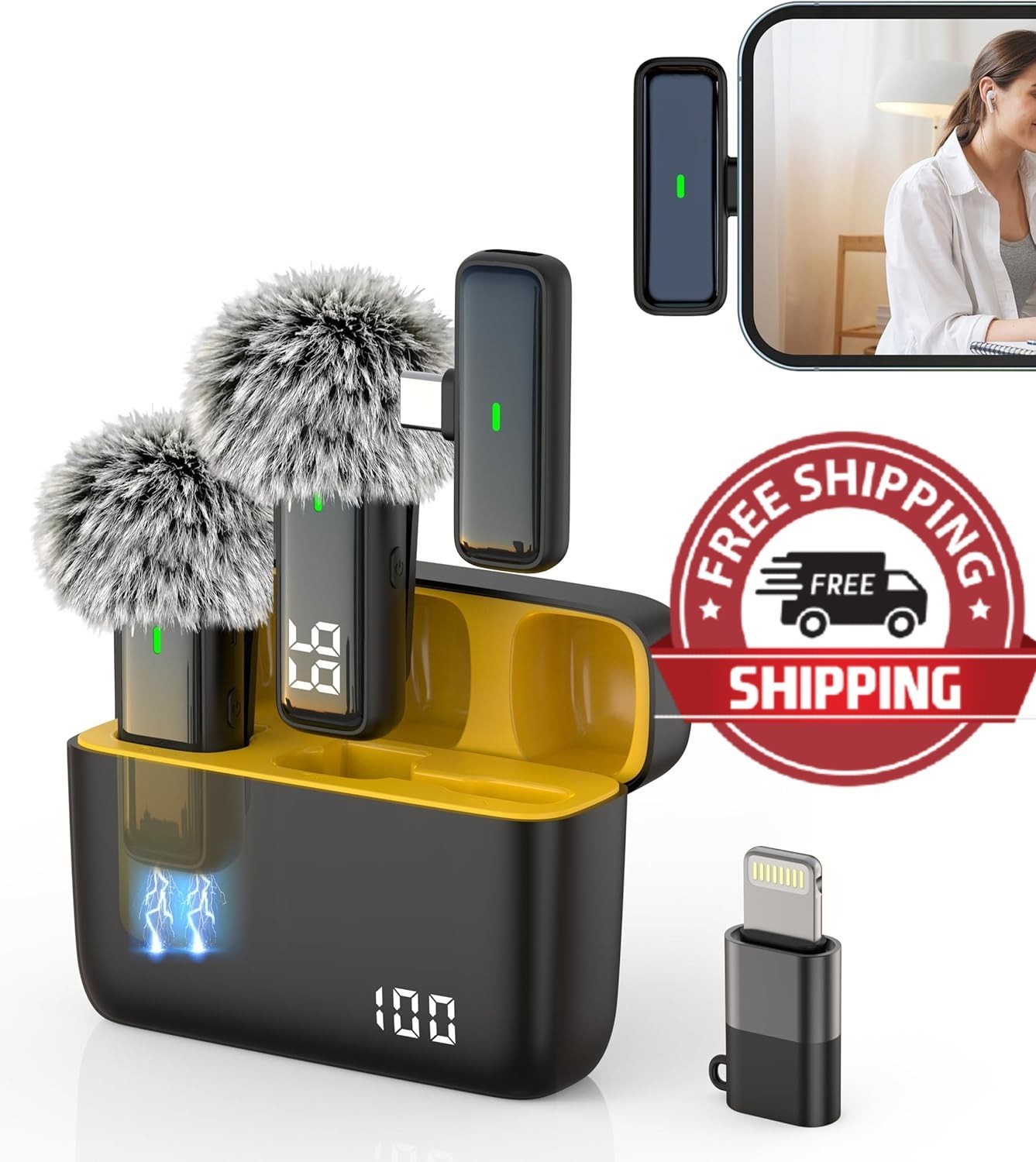 Microfono mini inalambrico para celular camara solapa con estuche de carga 2 mic
