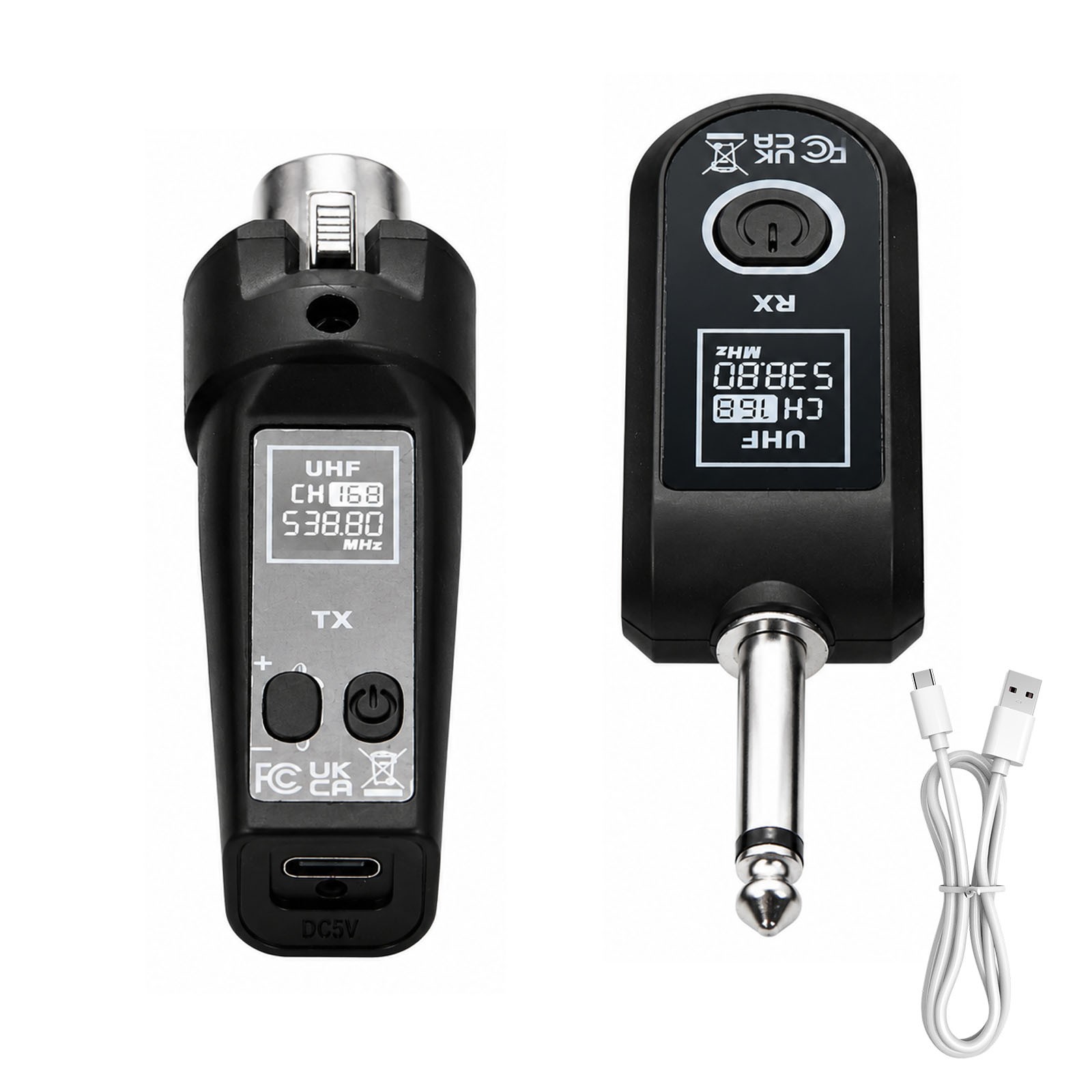 Professional Wireless Guitar XLR Transmitter Receiver System 510-590MHz 30-50m