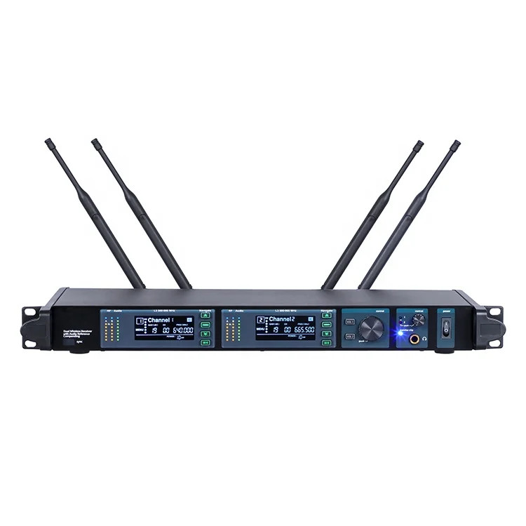 Premium Wireless Microphone True Diversity 2 Channel Microphone for Lager Stage