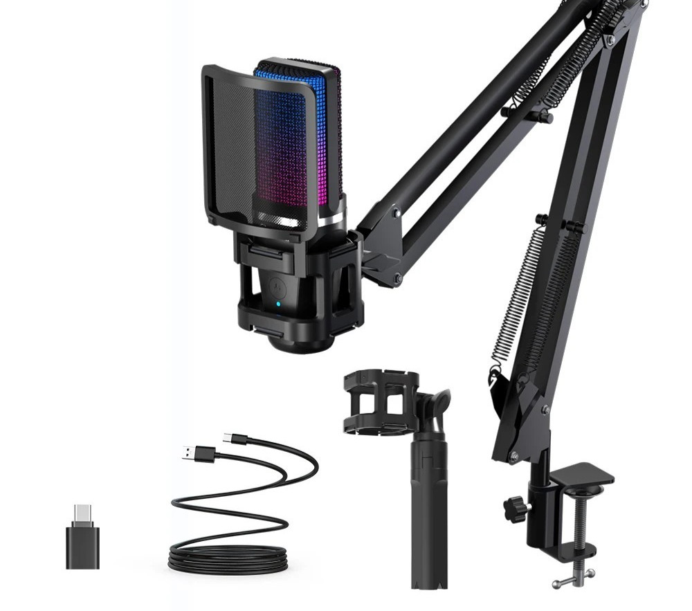 ZealSound RGB USB Microphone Kit – Boom Arm & Tripod – Pro Gaming & Podcast