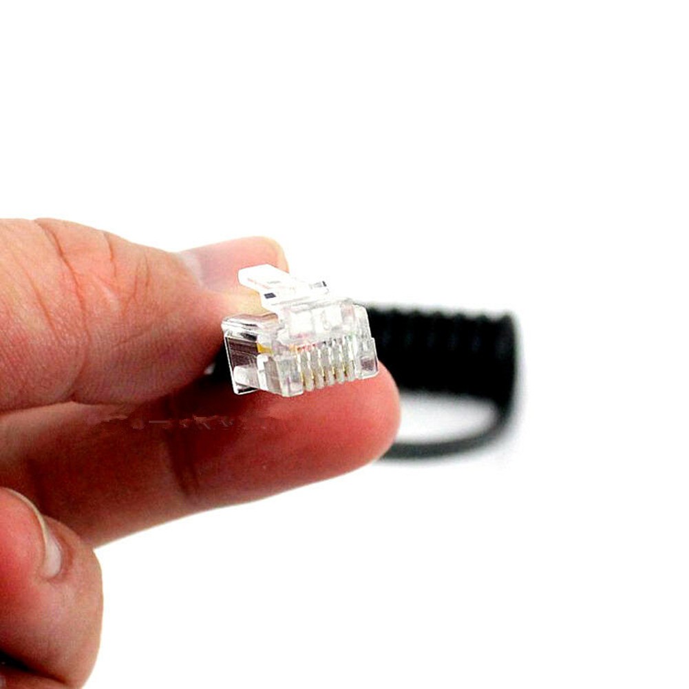 3.28ft 6 Pin Radio Microphone Spring Cable Mic Cord For Yaesu MH-48A6J MH-42B6J