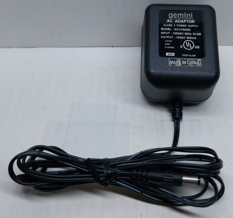 Gemini ACU150050 15v 500mA Power Supply for Wireless Mic System