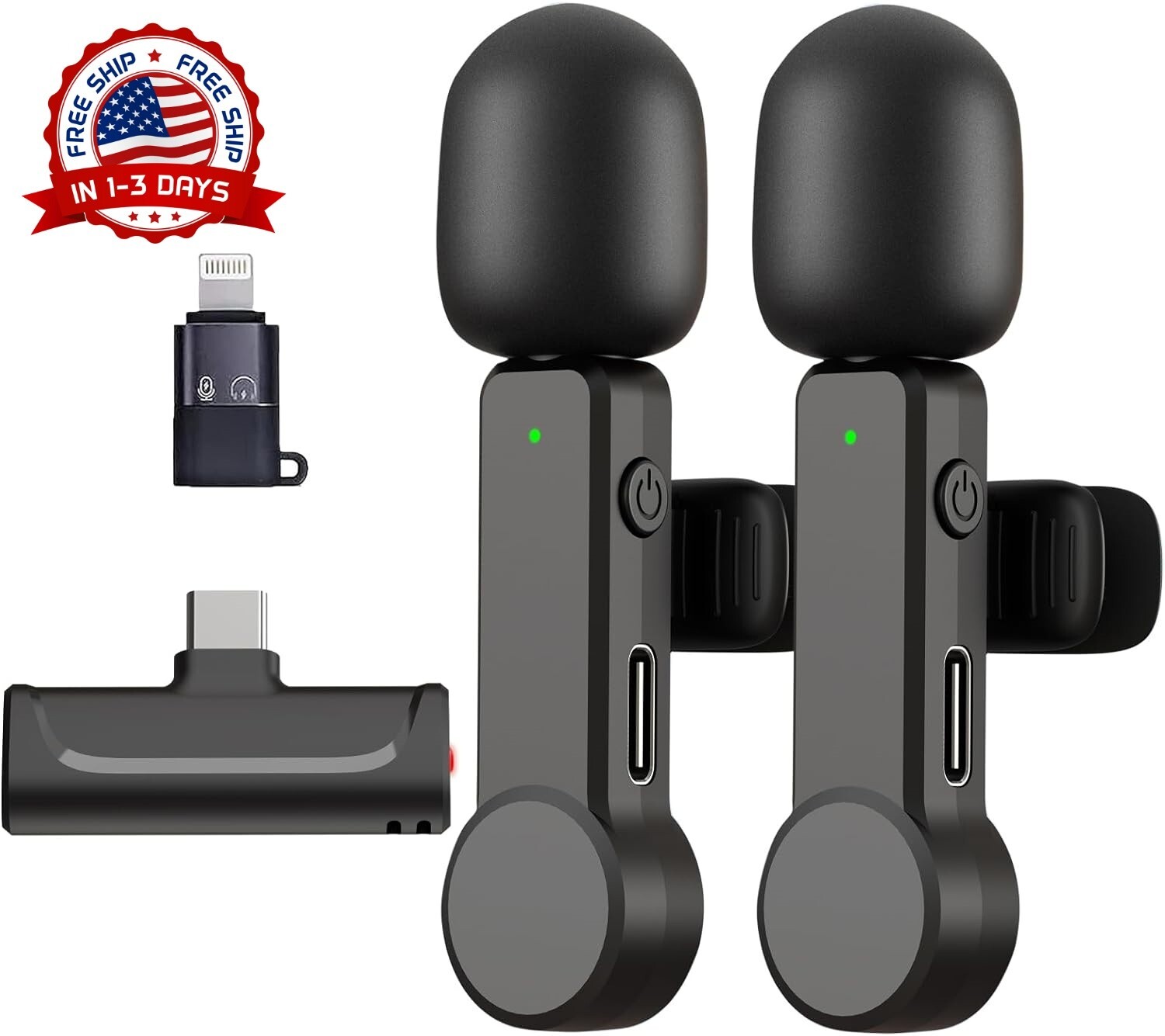 Micrófono de Solapa Inalámbrico Lavalier Profesional Kit Compatible con iPhone
