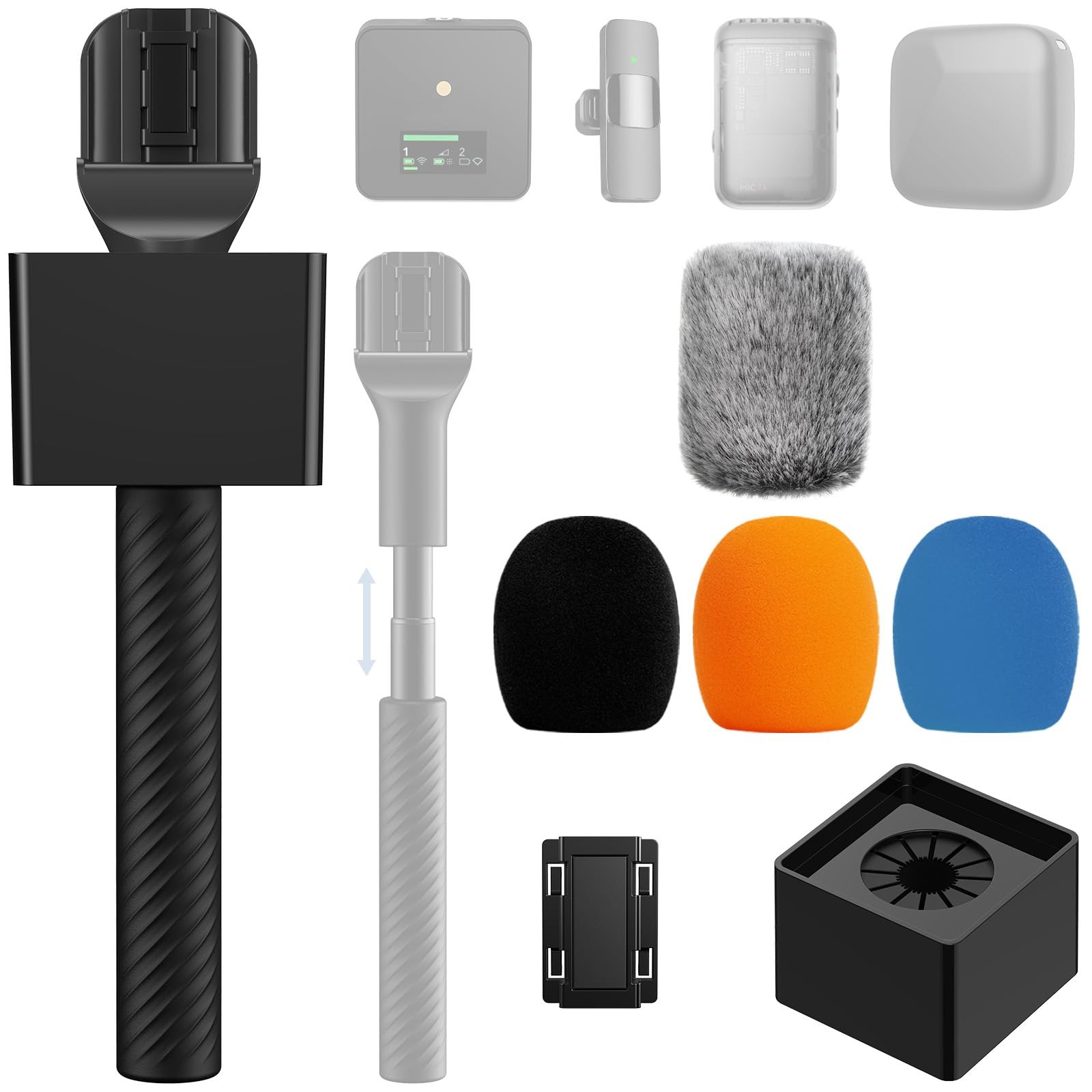 TONOR Wireless Mic Handle with DJI, RODE, Hollyland, Adjustable length Microp…