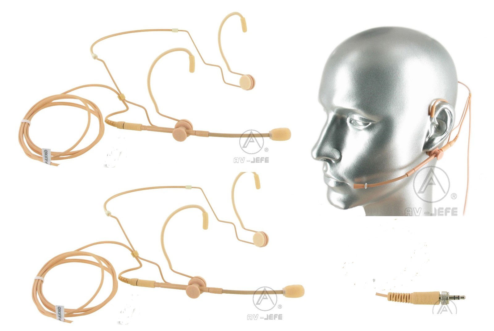 2PCS Tan Beige Gooseneck Boom Headset Microphone for Sennheiser Wireless