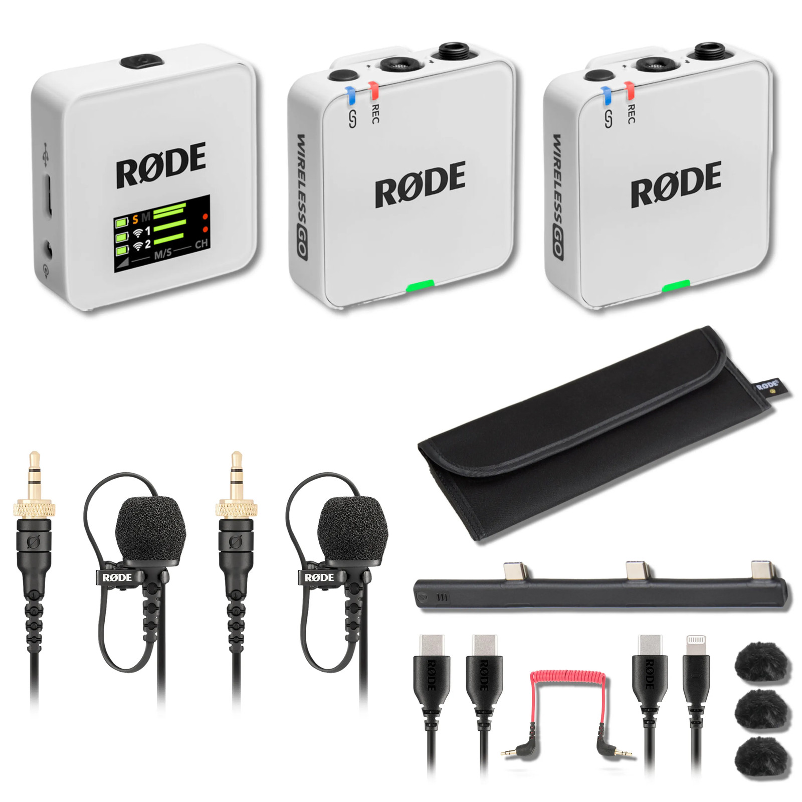Rode Wireless GO (Gen 3) Wireless Microphone System (White) with 2x Rode LAV II