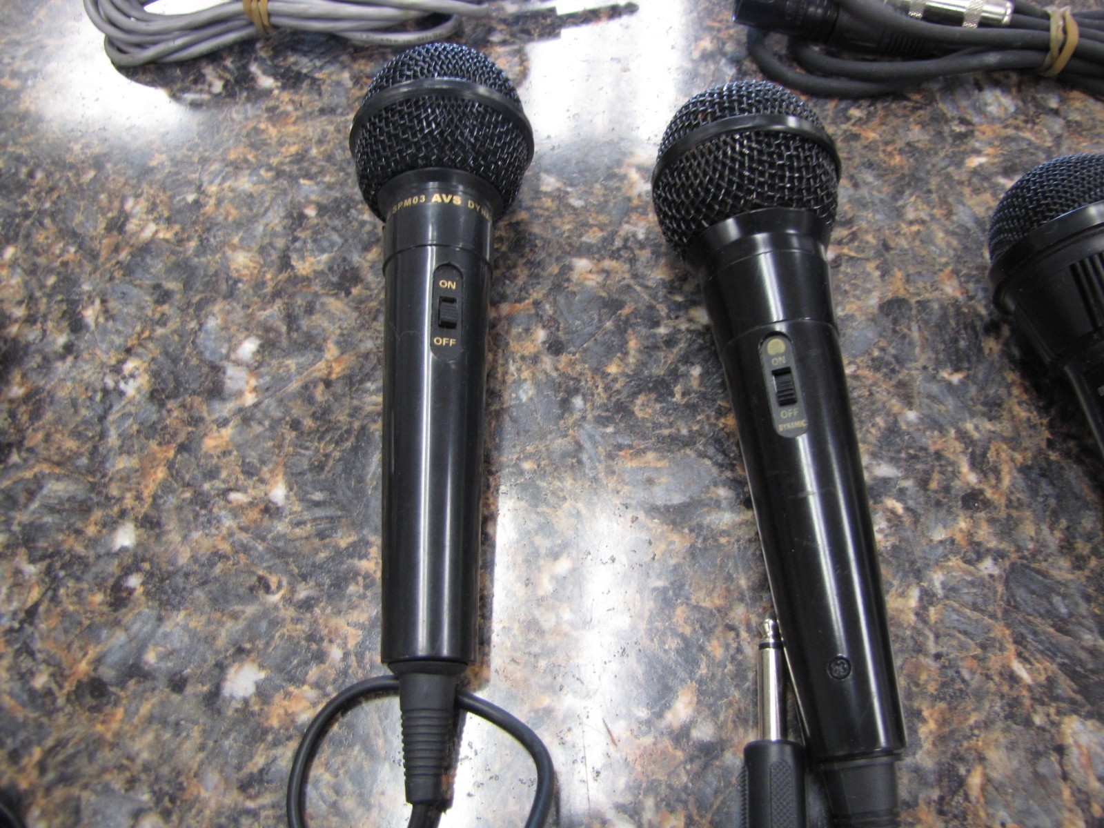 Vintage Lot of (6) Microphones W/Two Cords – Black