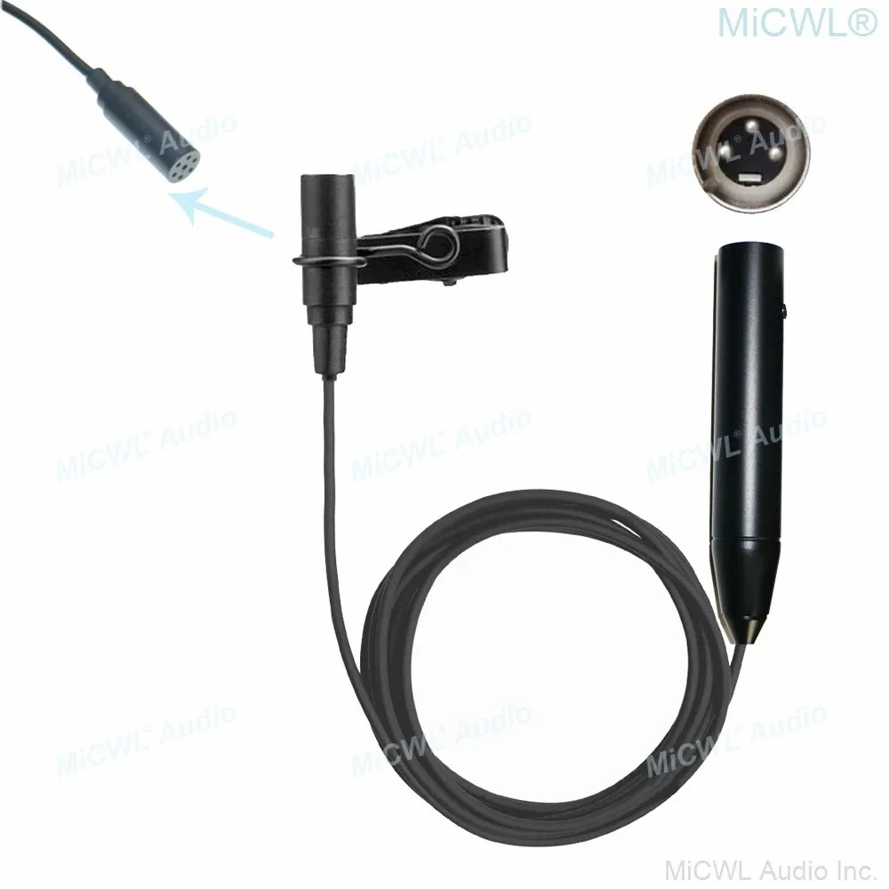 Professional Lavalier Microphone Tie Clip XLR 4Pin 48V Phantom Power 5m Cable