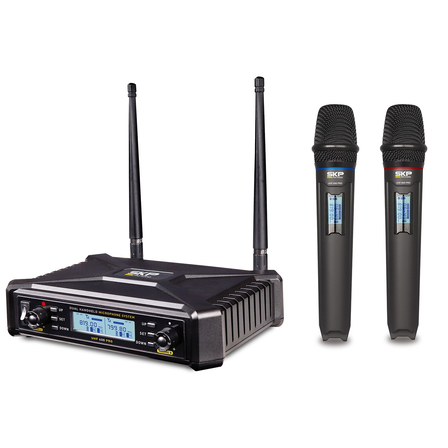 SKP Audio UHF-600 Pro Digital Wireless Vocal – Dual Handheld Microphone System