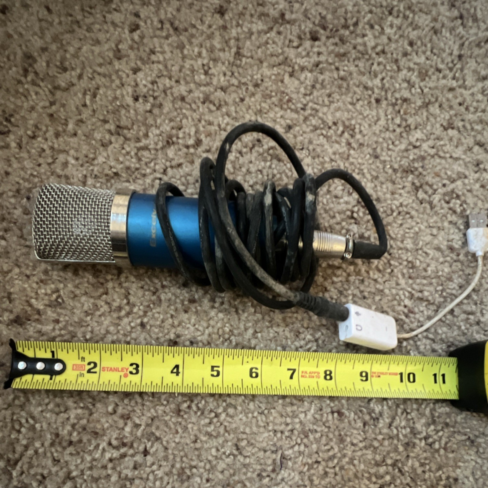 Excelvan Blue Large Diaphragm USB Wired Condenser Microphone Silver
