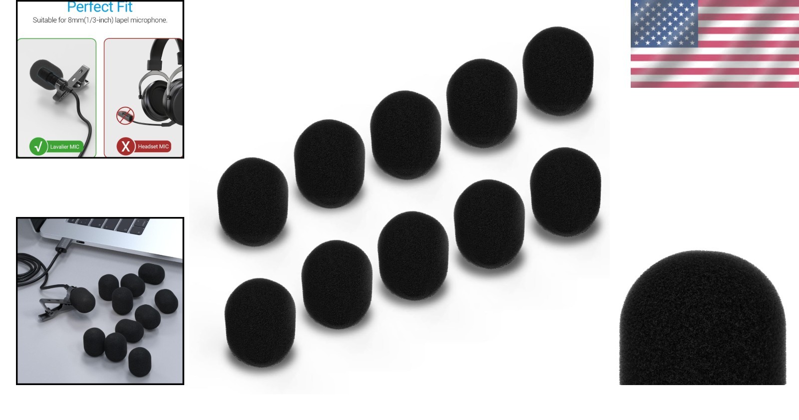 10-Pack Foam Windscreen for Lavalier Microphones – Perfect for Podcasts & Vlogs