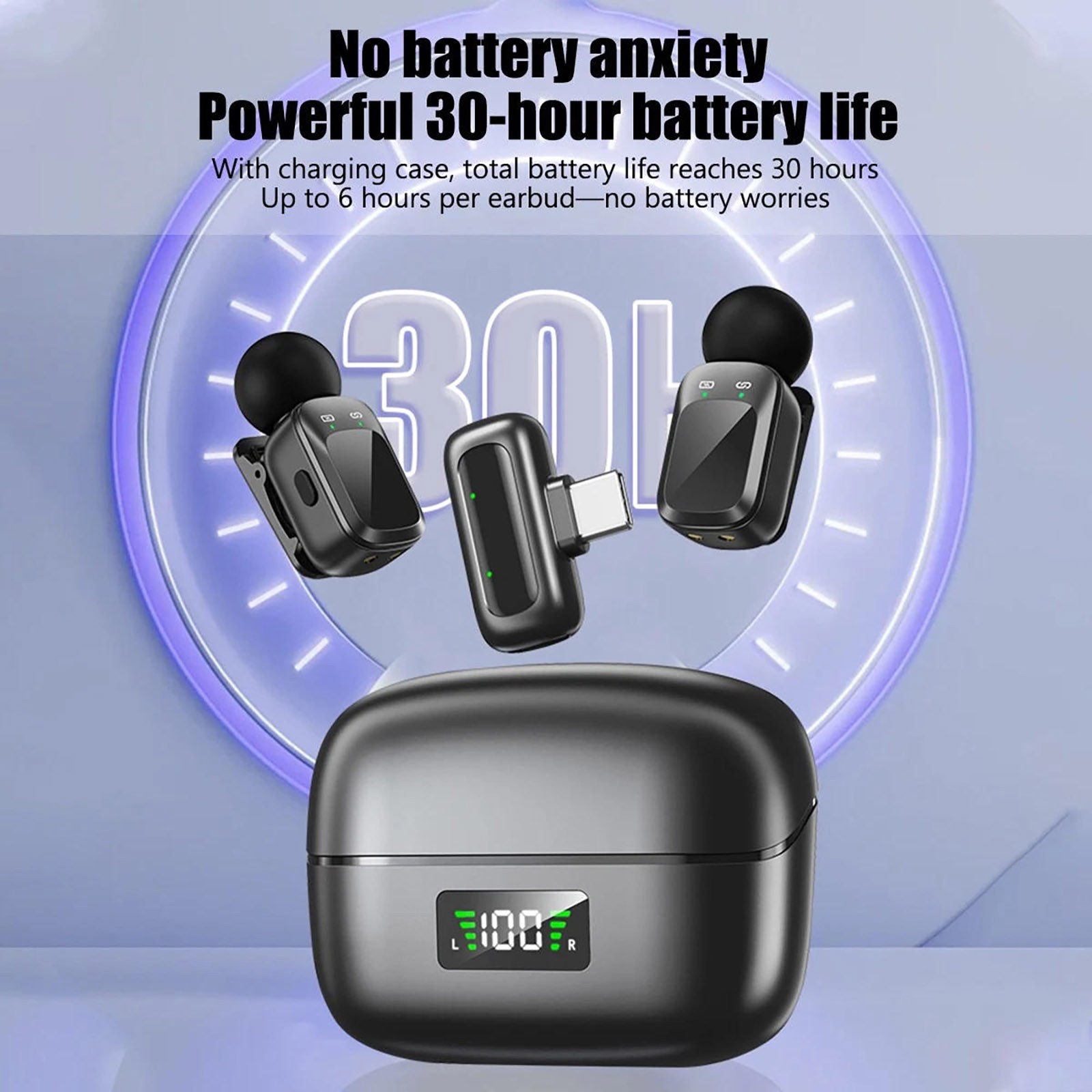 2.4G Wireless Lavalier Microphone for Type-C Phone Tablet Laptop Video Recording