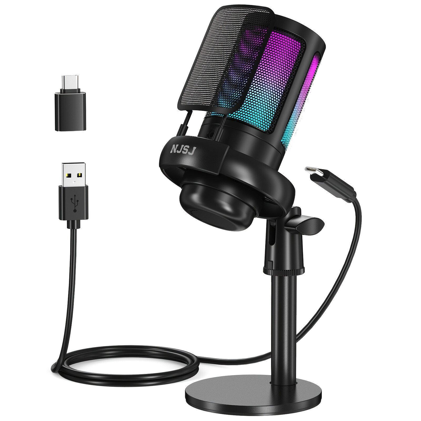 Professional Computer Condenser Microphone USB Stand Recording Mic Calls Desktop