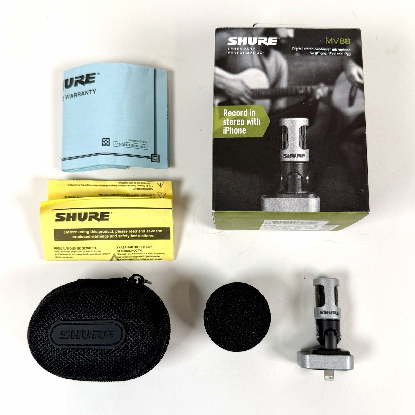 Shure MV88 Digital Stereo Condenser Microphone iOS Lightning iPhone iPad w/box