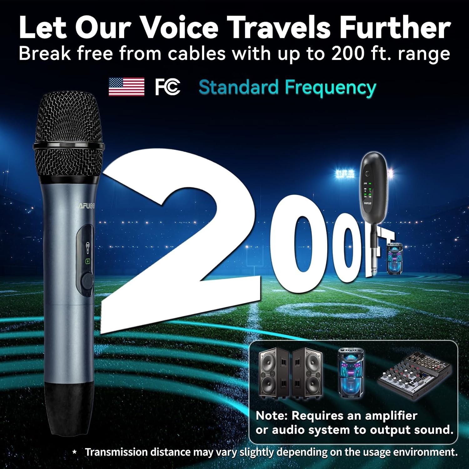 Wireless Microphone Set for Singing, Speech & Karaoke, 2.4GHz Dual-Mic Receiver,