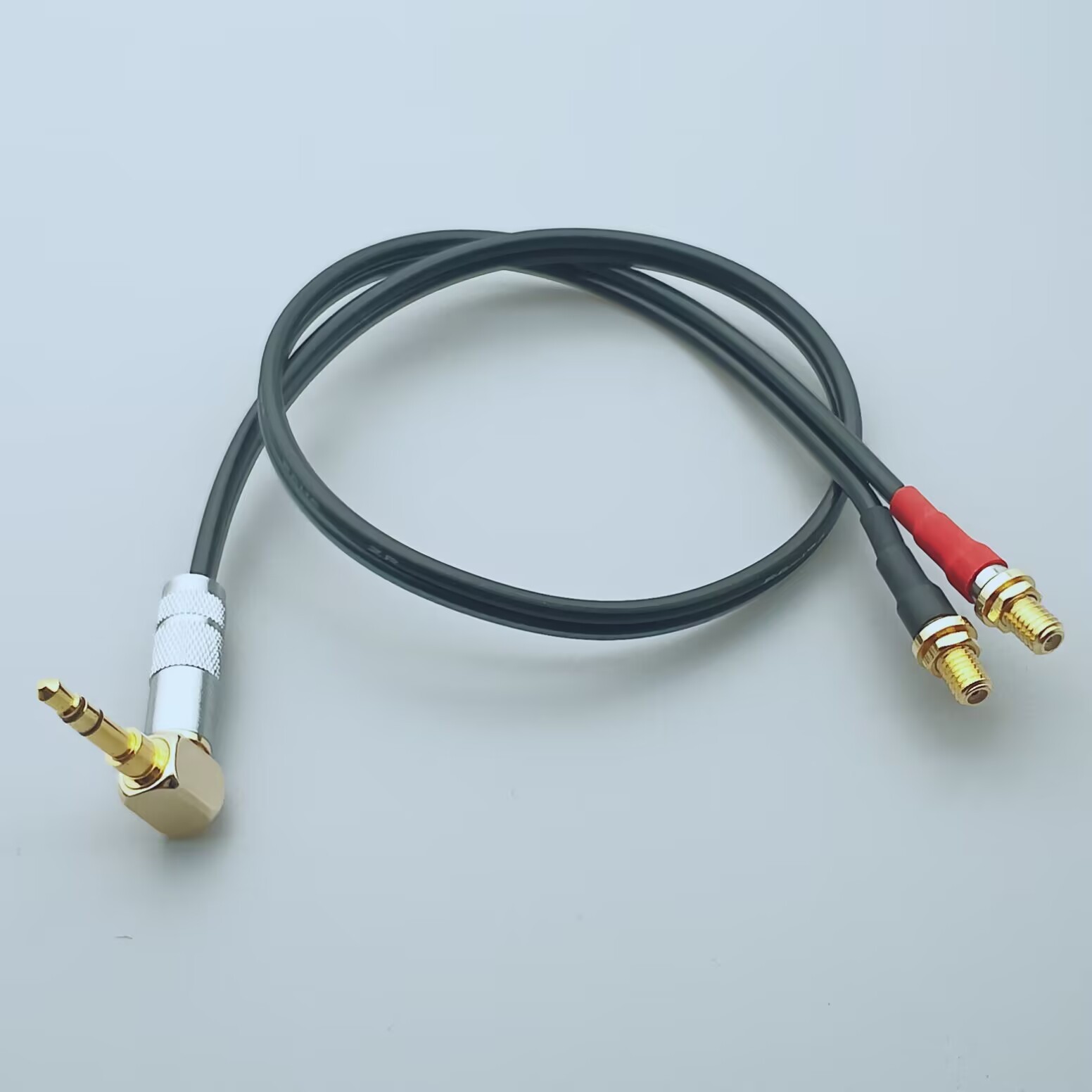 3.5mm Stereo Plug Right Angle to 2x Microdot Jack Cable Microphone Preamplifier