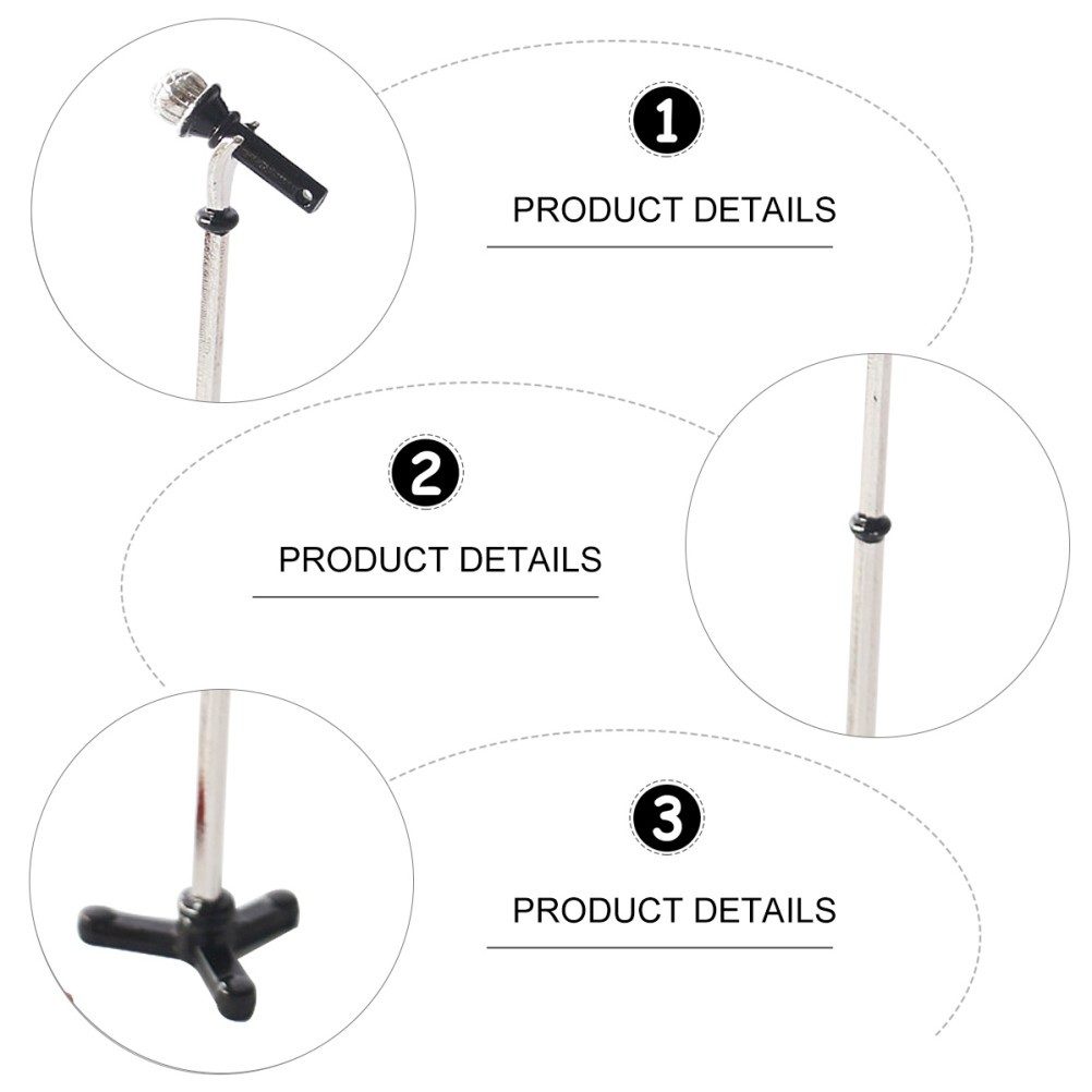 2 Sets Small Mini Microphone Model for Doll House Alloy