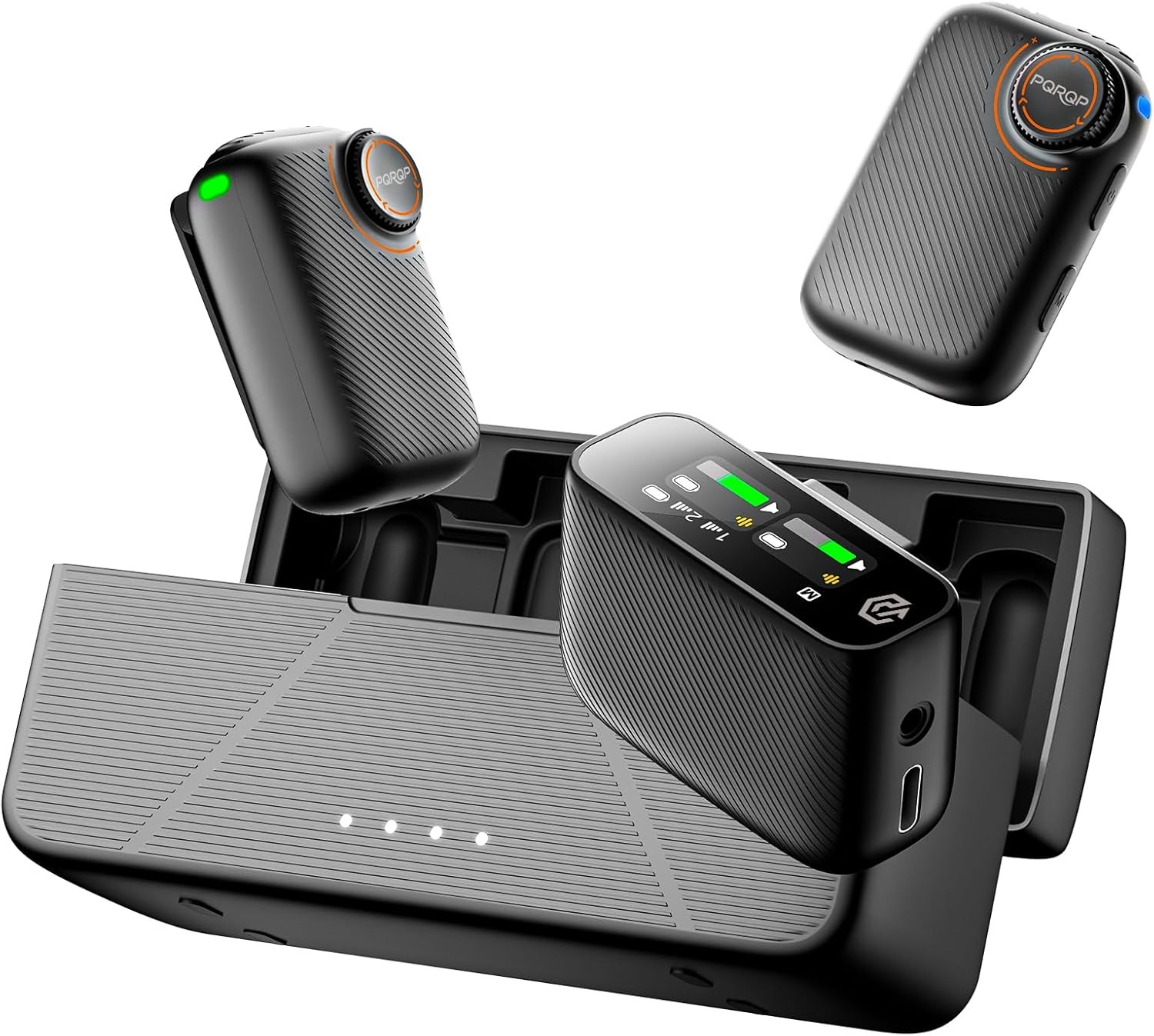Touch Screen Wireless Dual Lavalier Mic 3 in 1 for Mobile Recording Interview
