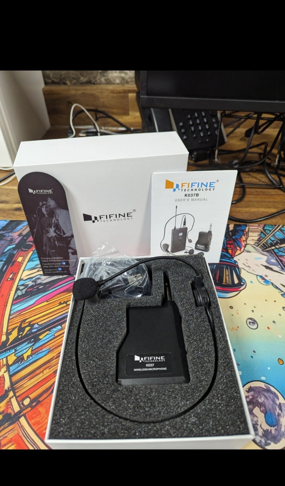 Fifine Technology UHF Wireless Lapel and Headset Microphone Kit K037B