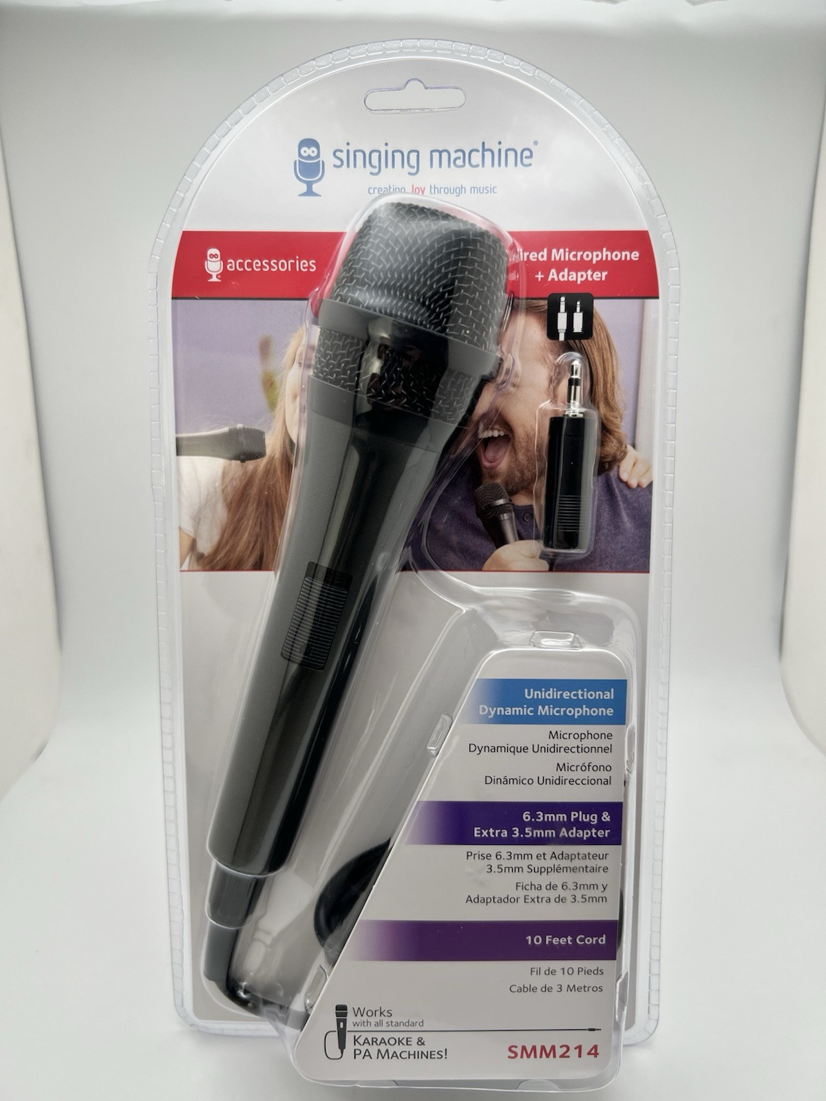 Singing Machine Unidirectional Karaoke Microphone And Adapter Brand New
