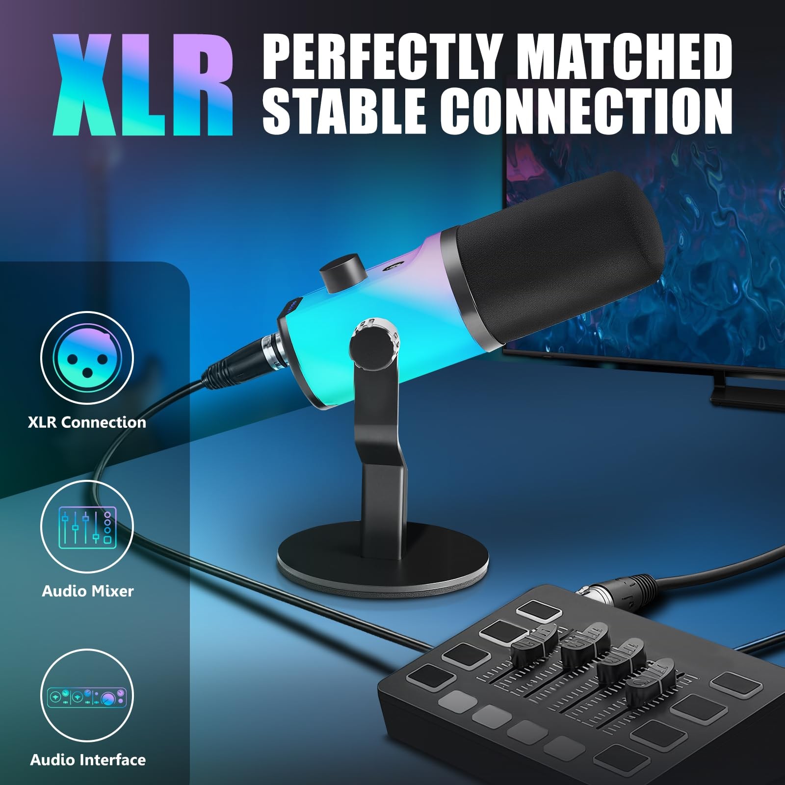 XLR/USB Dynamic Microphone, Dynamic Pc Microphone for Live Streaming and Podc…