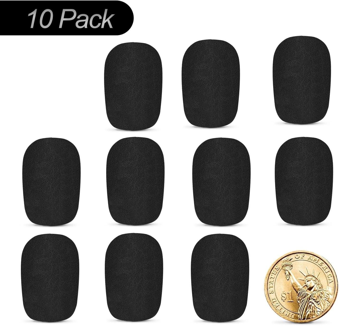 Versatile Headset Windscreen Covers – 10 Pack, Black Foam for All Microphones