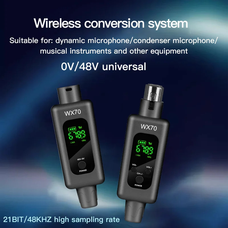 Professional UHF Wireless Microphone System XLR Transmitter & Receiver 0V-48V
