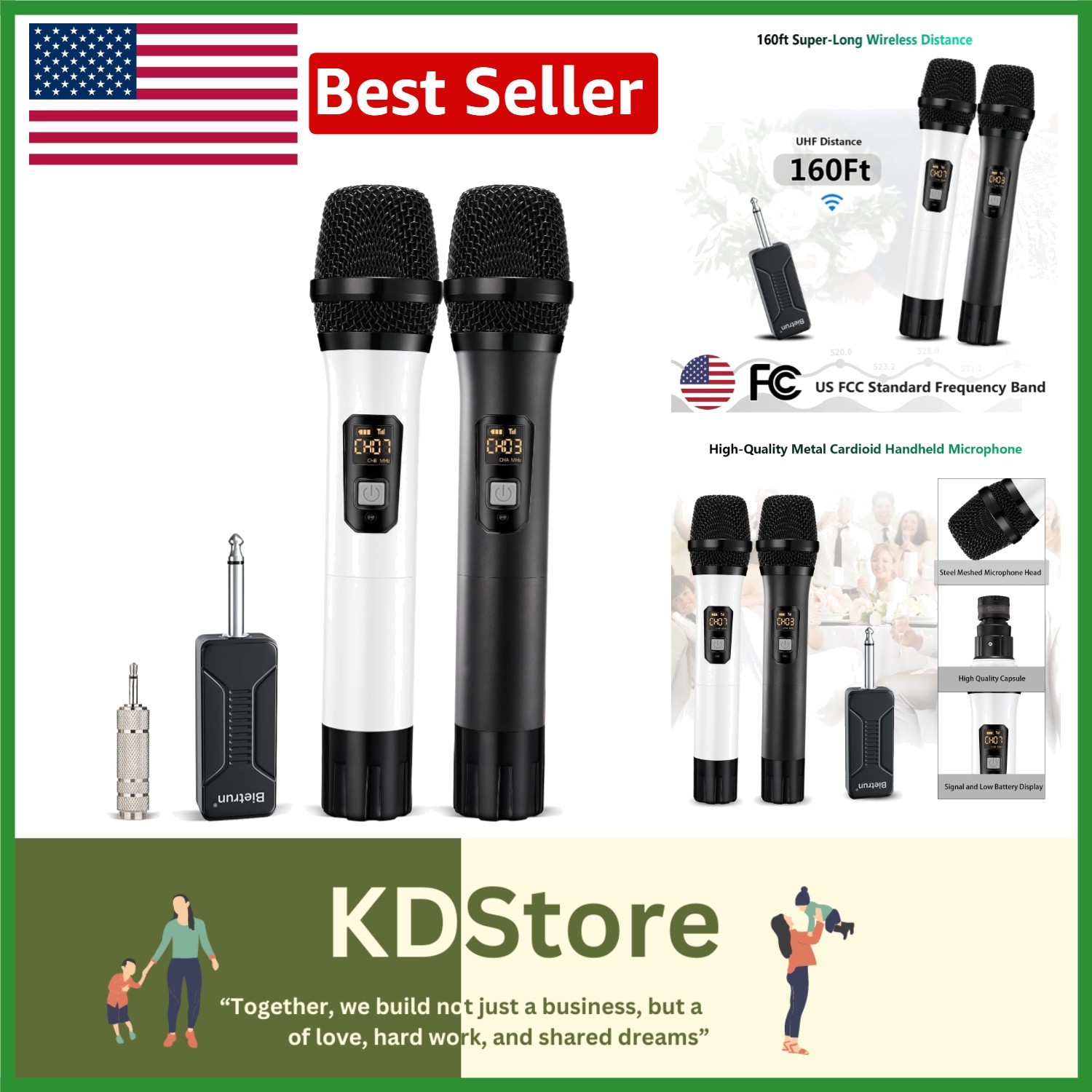 Professional UHF Handheld Microphone with Rechargeable Receiver – 120dB SNR