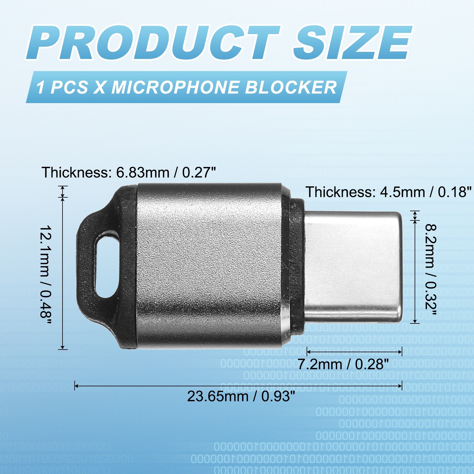 Microphone Blocker, USB Type C Audio Blocker, Dark Grey
