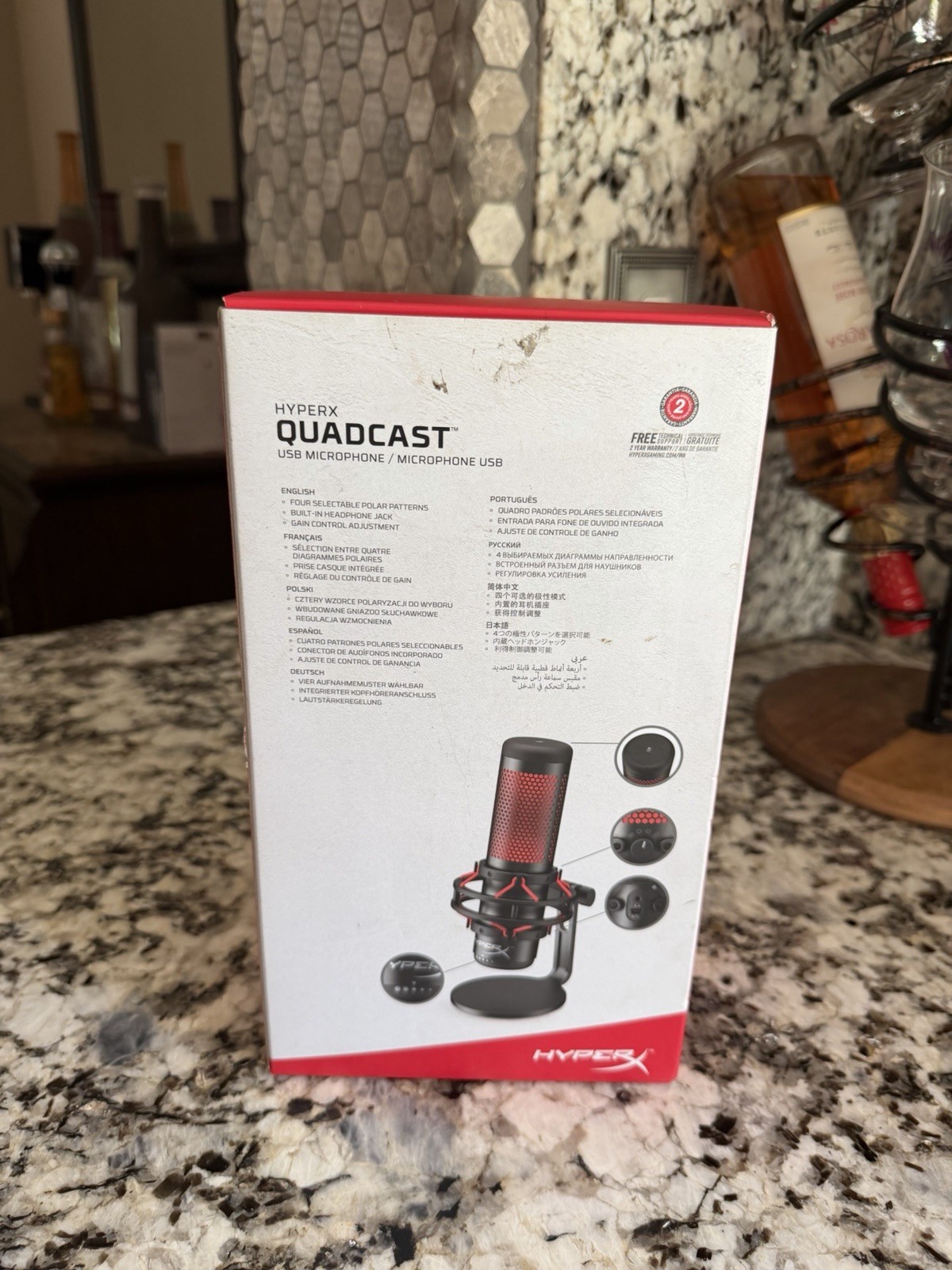 HyperX QuadCast Red LED USB Microphone Black PC MAC PS5 PS4