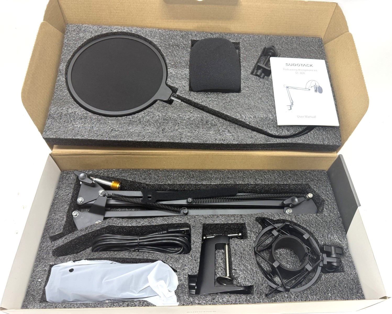 SUDOTACK Professional USB Microphone Set Studio Podcast PC Mic Kit Boom Arm New