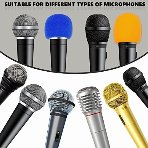 8 Set Microphone Wind Screen Foam Covers with Rings and Sleeves for Handheld Mic