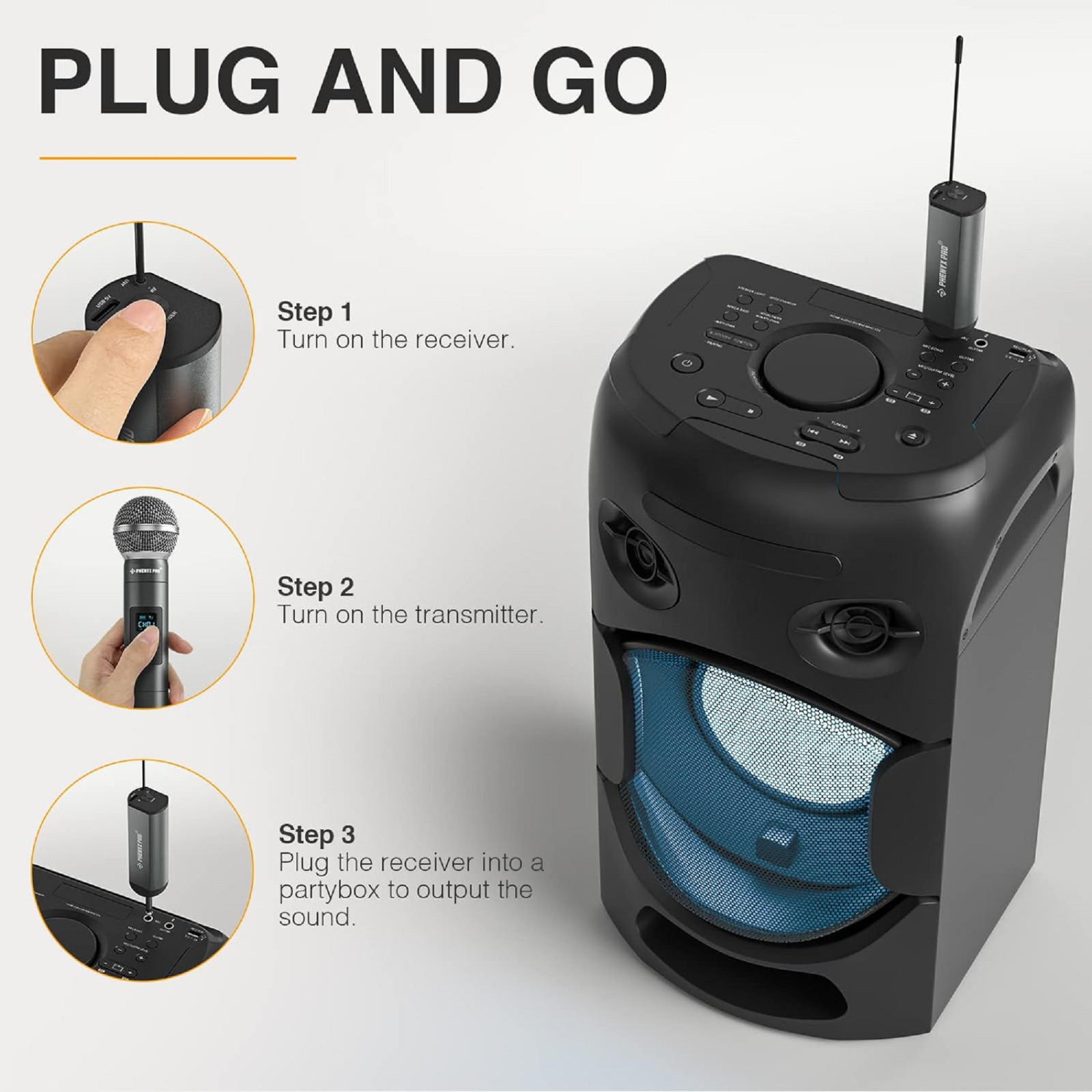 Sistema de micrófono inalámbrico digital dual con 2 micrófonos dinámicos de mano
