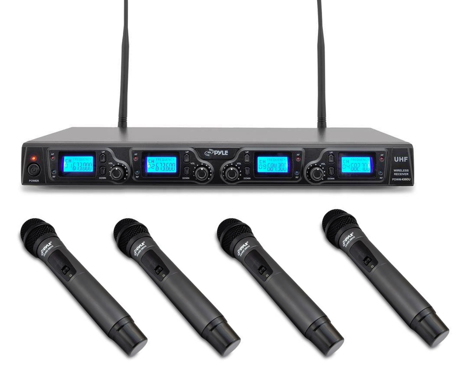 Pro UHF 4 Handheld Mic Wireless Microphone System for Church Stage Vocal Singing