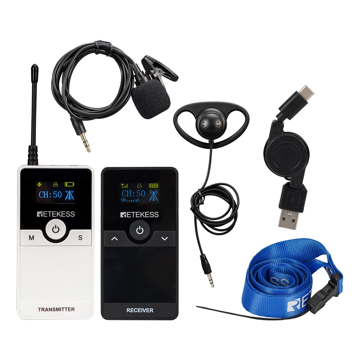 Retekess TT116T UHF Tour Guide System Audio Assisted Listening Interpretation US