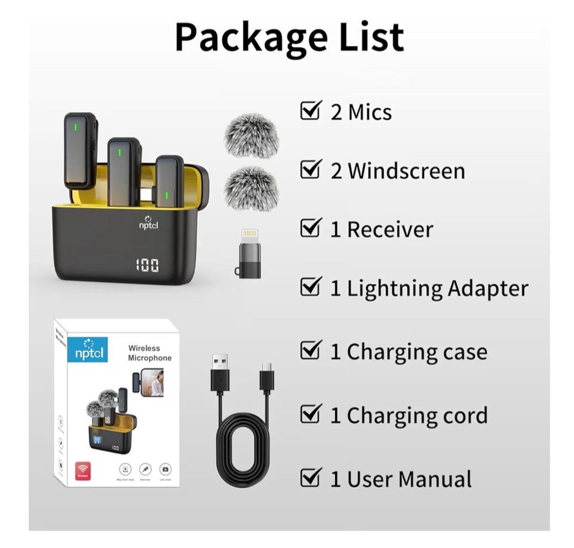 Wireless Lavalier Microphone for iPhone Android Phone – USB Type C Mini TikTok