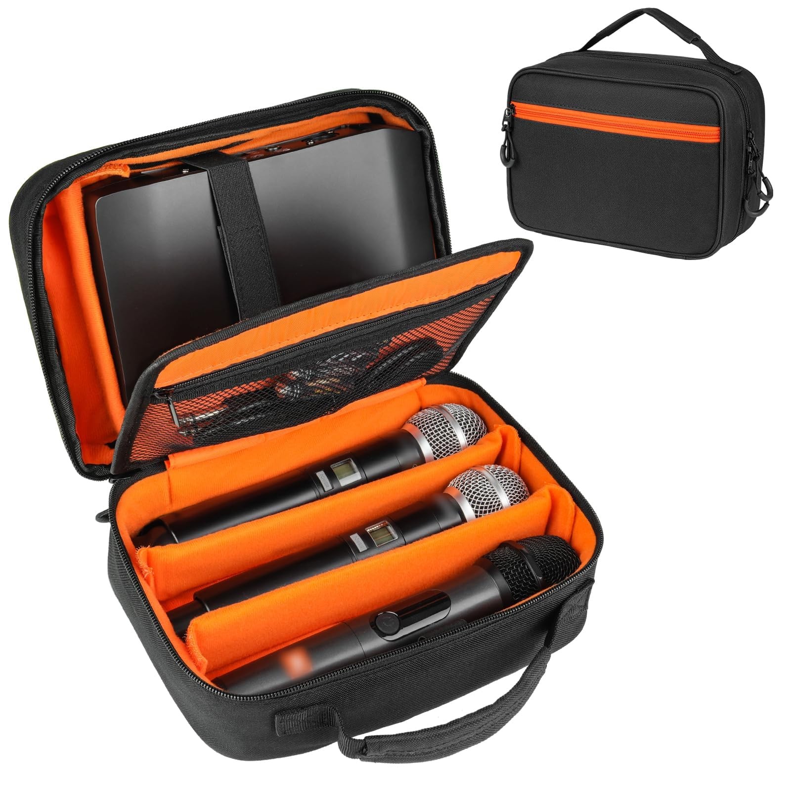 3 Slots Wireless Microphone Carrying Case, for Mics Up to 9.4 Must Lay Flat, …