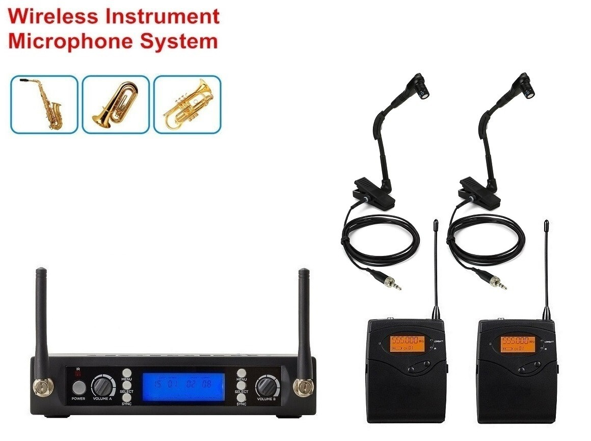 Dual Wireless Instrument Microphone for Sax Trombone Clarinet Trumpet Beta 98H/C