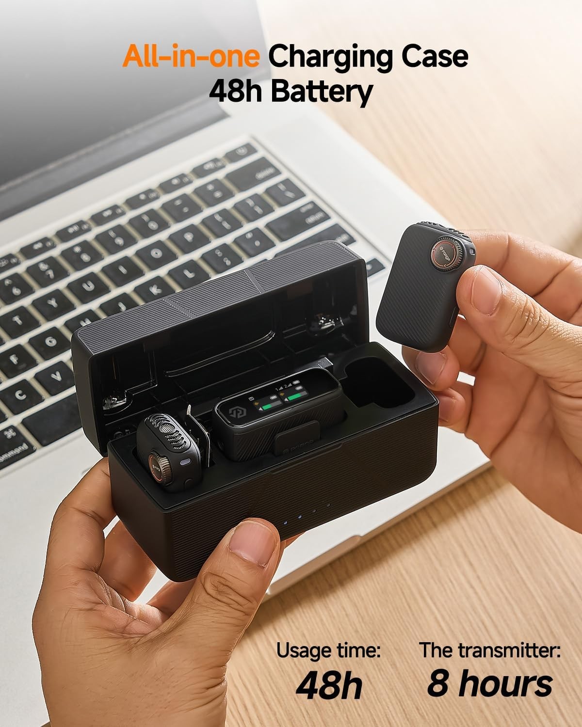 Touch Screen Wireless Dual Lavalier Mic 3 in 1 for Mobile Recording Interview