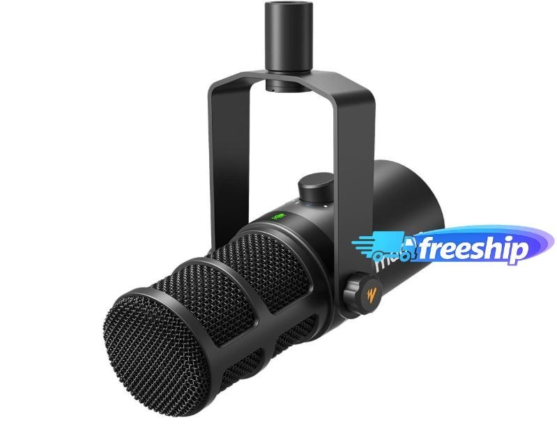 Micrófono dinámico USB/XLR con mute y control, ideal podcast, streaming y grabac