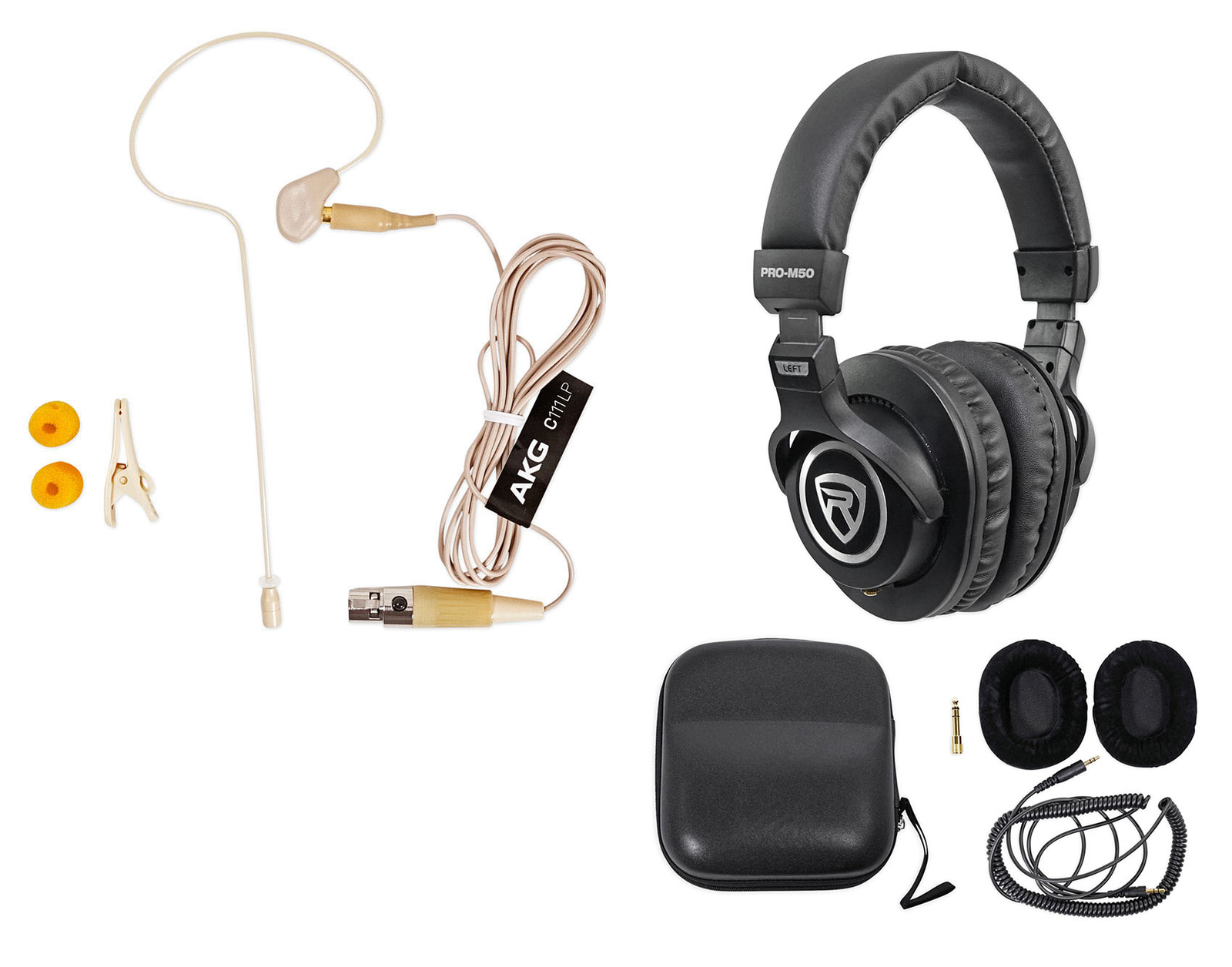 AKG C111 LP Ear-Hook Ear-Set Microphone Mic+Windscreen+Carry Pouch+Headphones