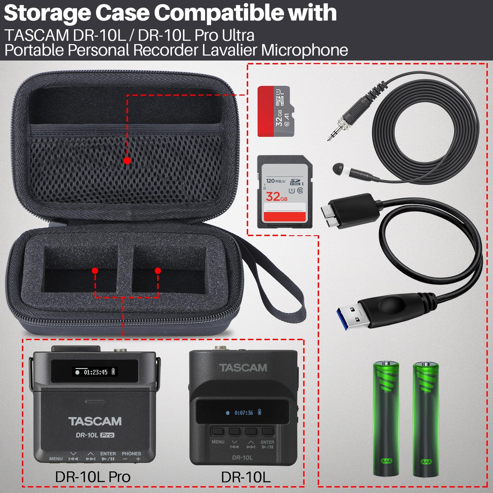Storage Case Compatible with TASCAM DR-10L / DR-10L Pro Ultra Portable Person…