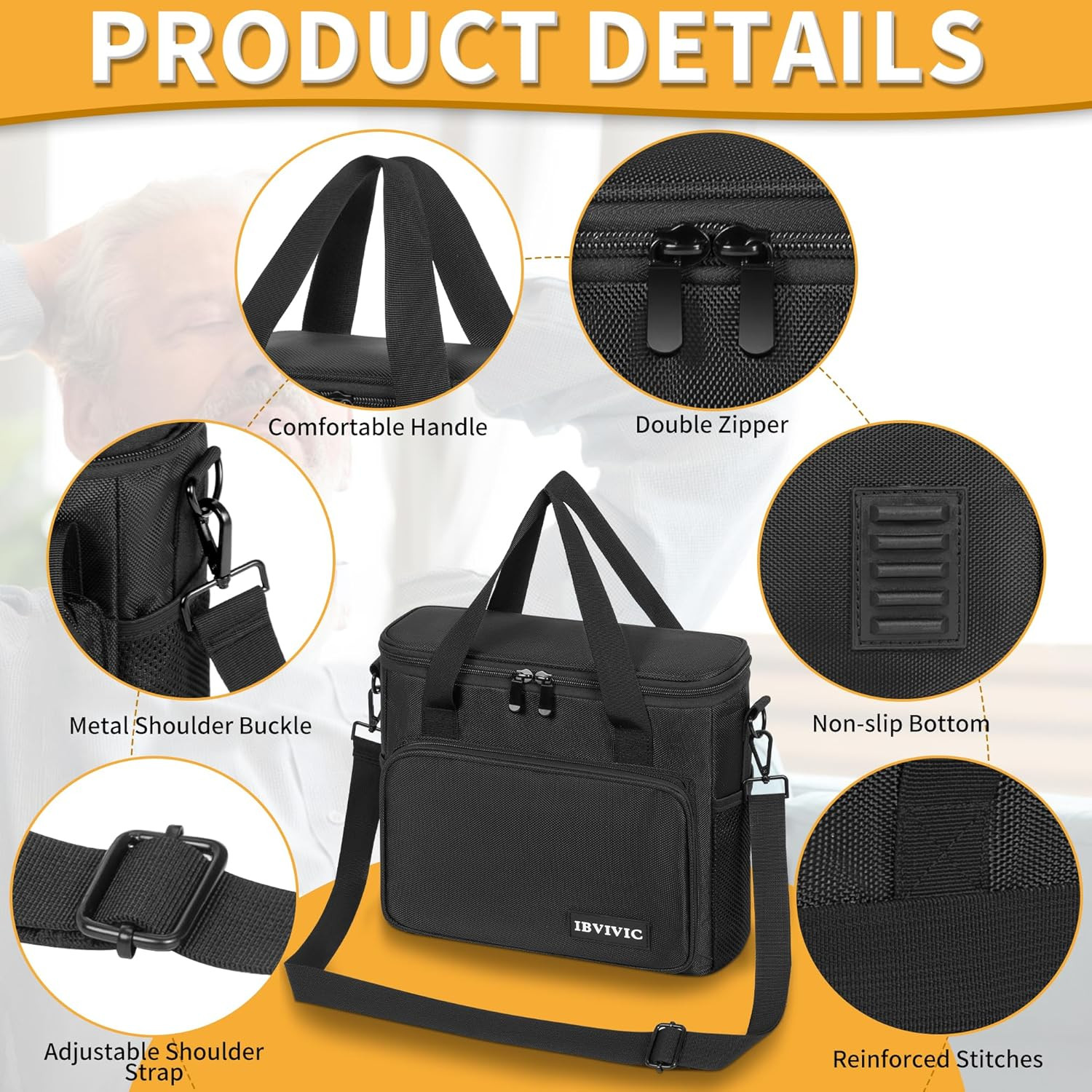 4 Slots Wireless Microphone Case with Foam, Microphone Carry Travel Bag with Sho