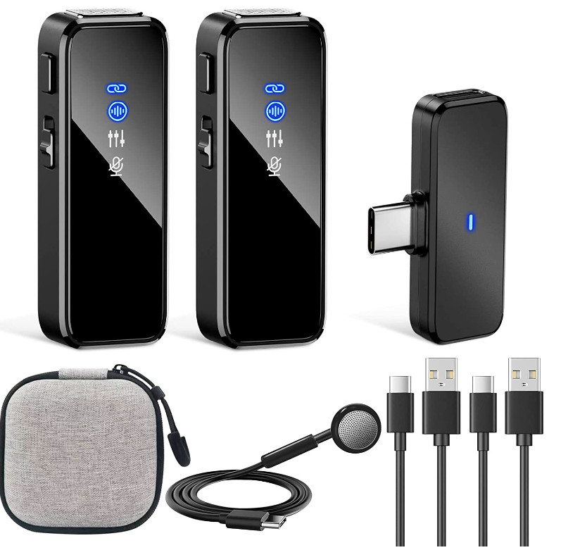 Lavalier Wireless Microphone Audio Video Recording Mini Mic For Android/iphone