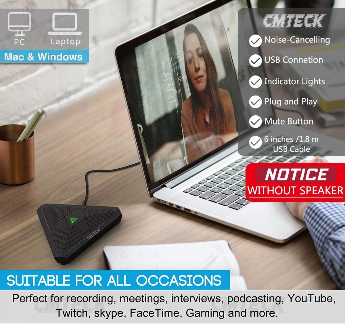 “Microfono USB de conferencia omnidireccional para PC compatible Mac Windows “