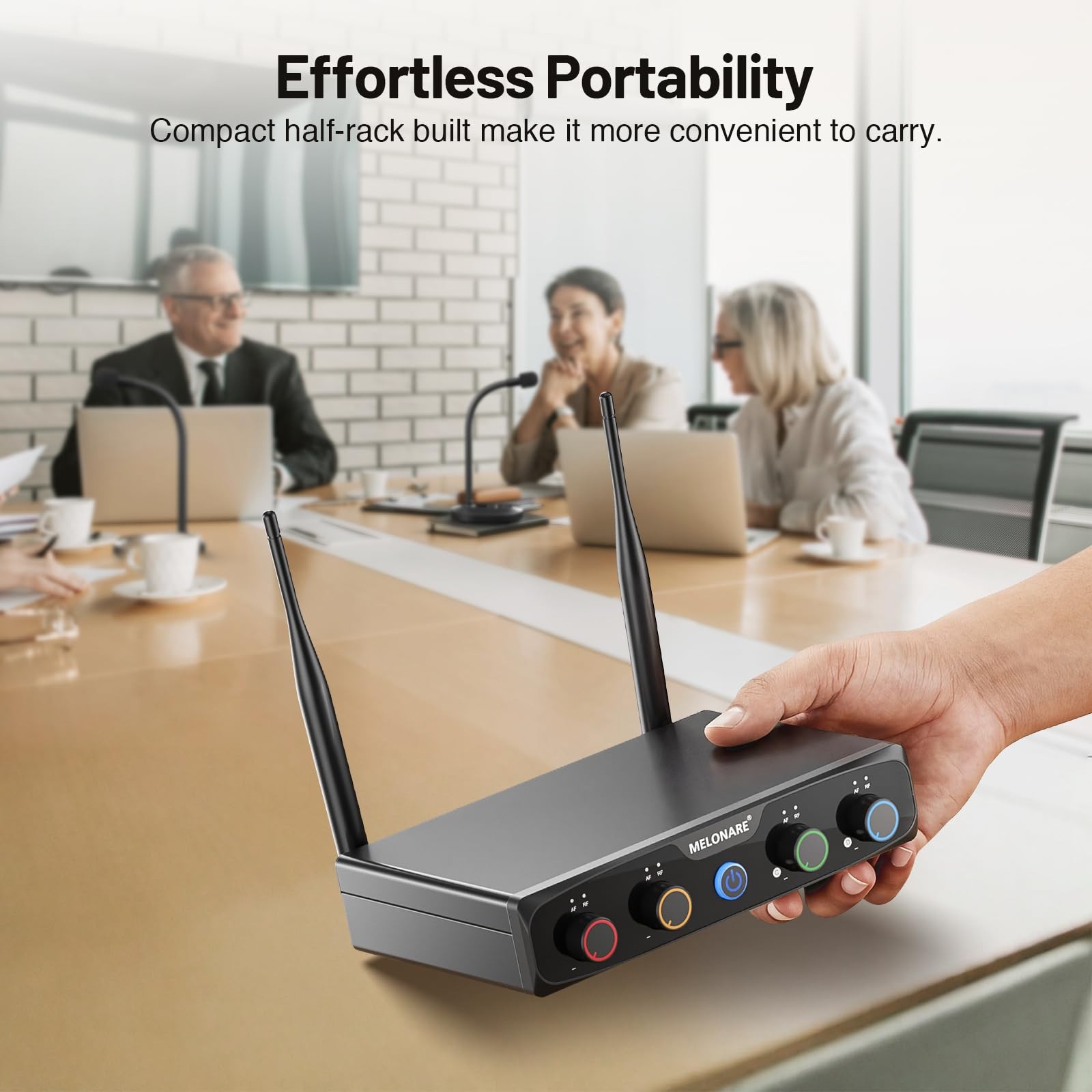 4-Channel Wireless Conference Microphone System, UHF Compact Cordless Mic Set…
