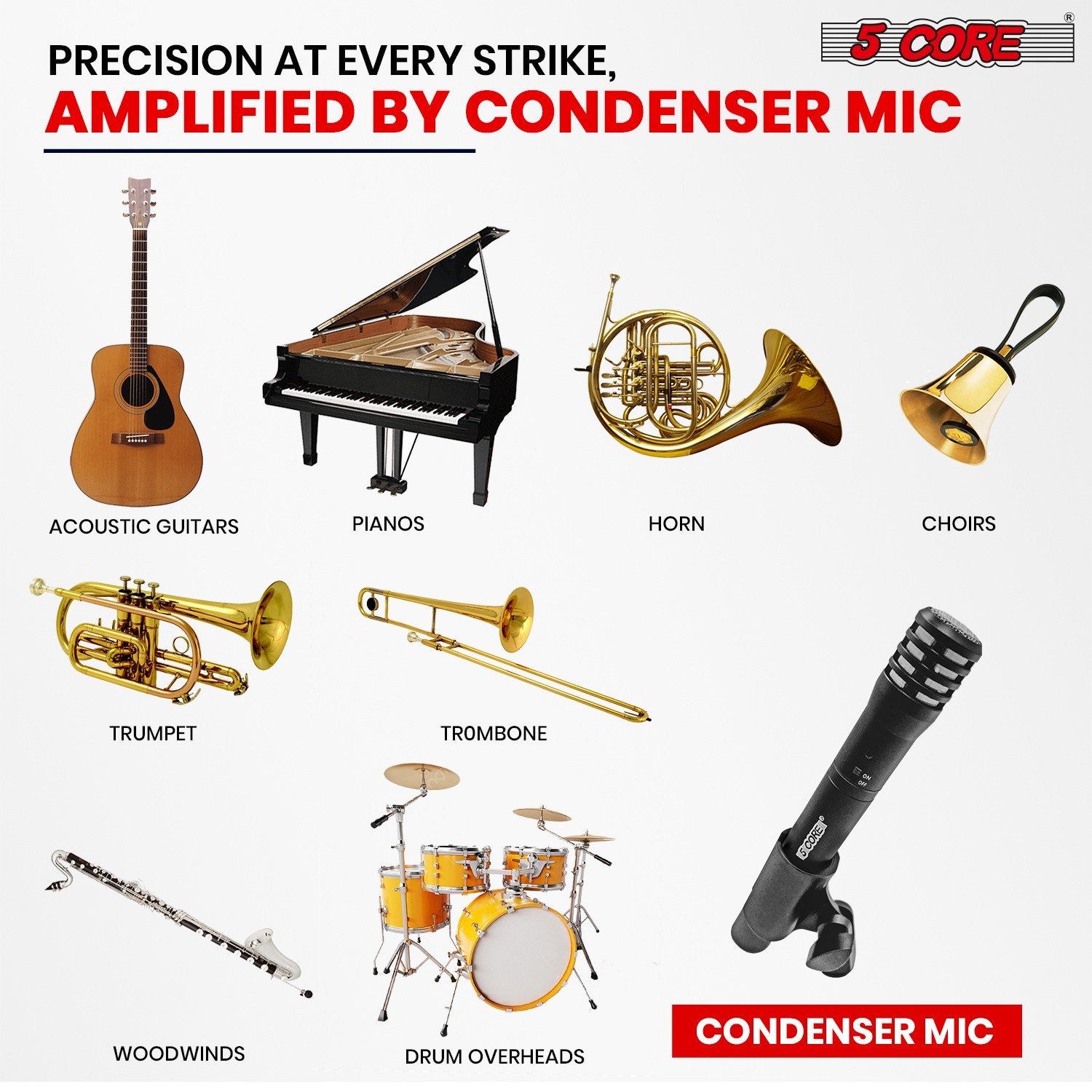 5Core Instrument Microphone Professional Cardioid Uni Directional Pickup